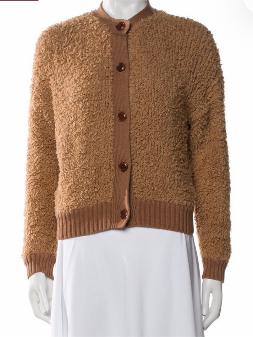 Alex Mill Camel Brown Faux-Sherpa Button Cardigan